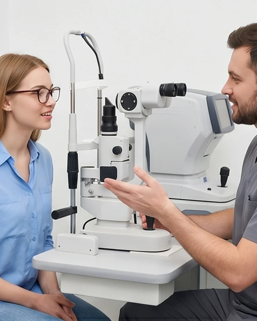 femme-examen-vue-ophtalmologue